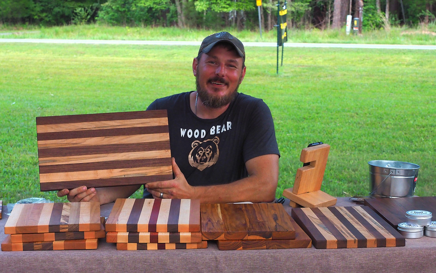 David Jennings of Cedar Grove UMC offered a wide selection of carved items for sale at last Saturday's 'summer fiesta.'